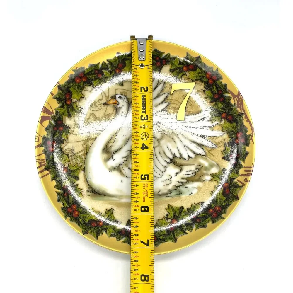 Pottery Barn 12 Days of Christmas Holiday Plate Day 7 Swans 7.25